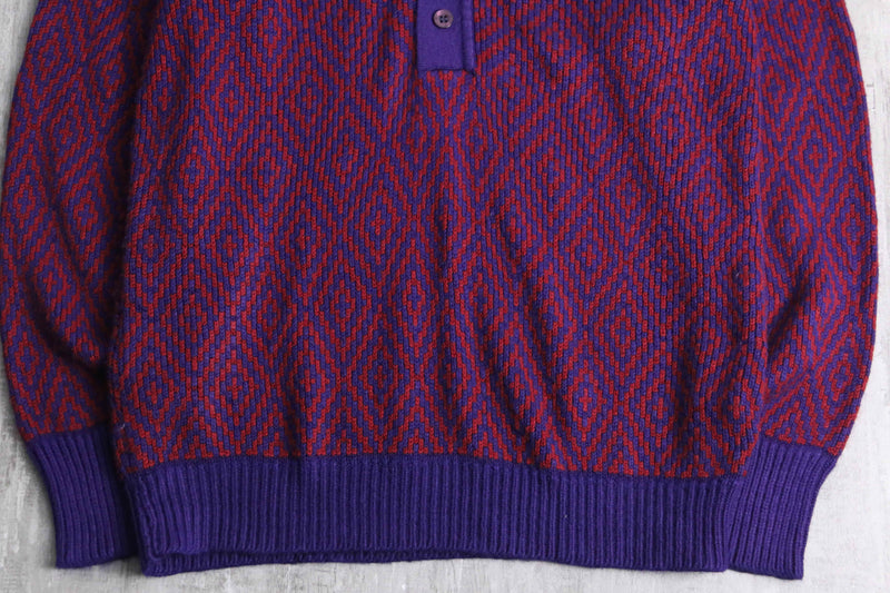 1970's-1980's argyle pattern polo knit