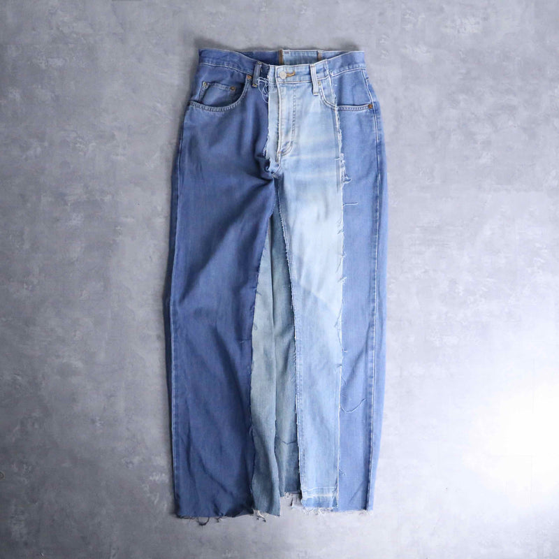 "Re:make" asymmetry docking wide tapered denim