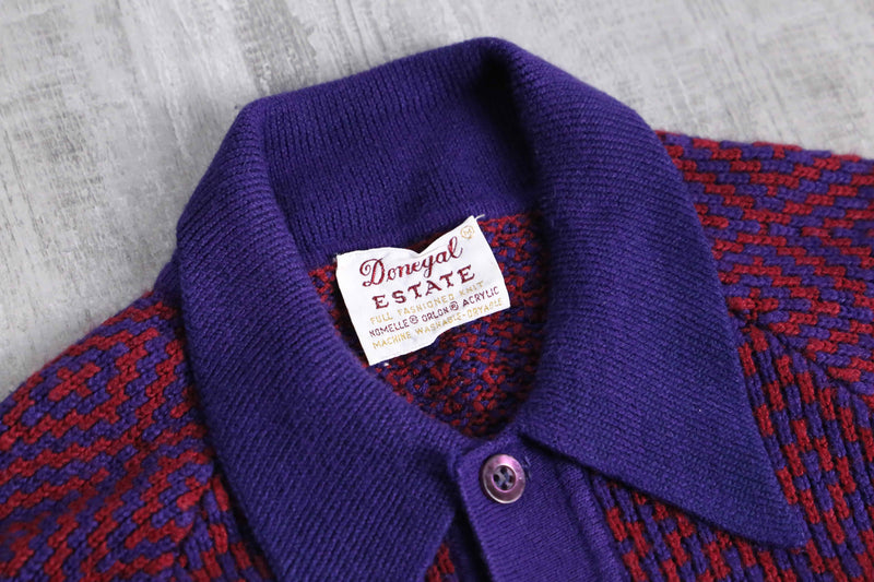 1970's-1980's argyle pattern polo knit