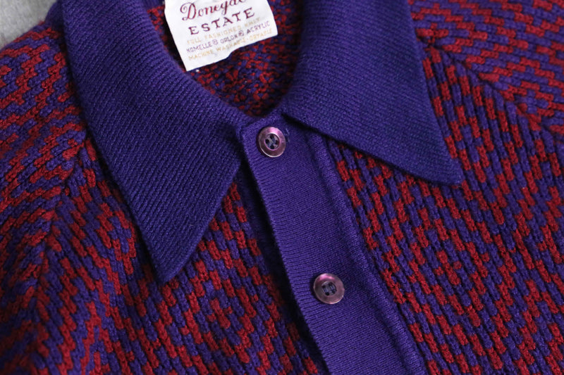 1970's-1980's argyle pattern polo knit