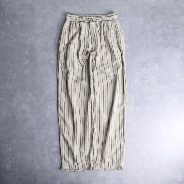 ivory base stripe linen easy pants