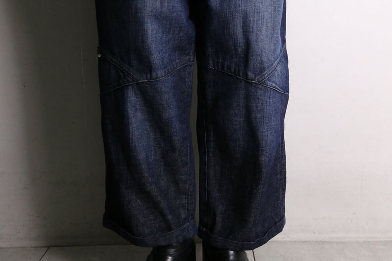 “PHAT FARM” knees stitch Indigo buggy denim