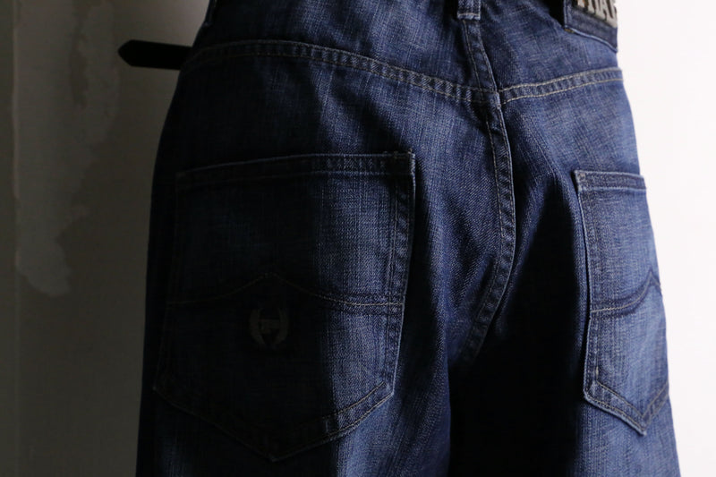 “PHAT FARM” knees stitch Indigo buggy denim