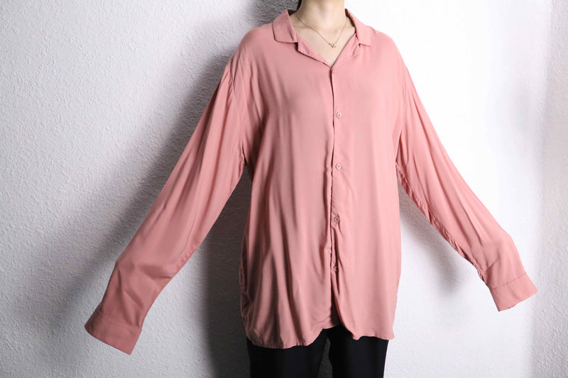 pale pink rayon open collar shirt
