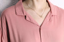 pale pink rayon open collar shirt