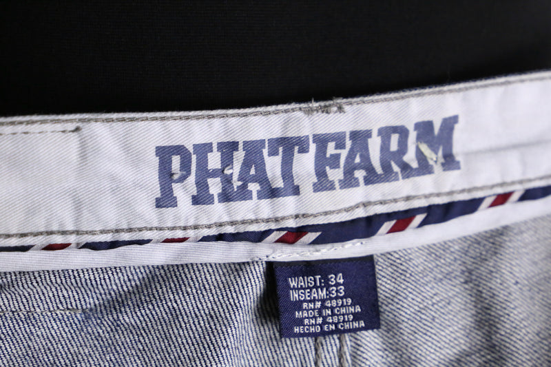 “PHAT FARM” knees stitch Indigo buggy denim