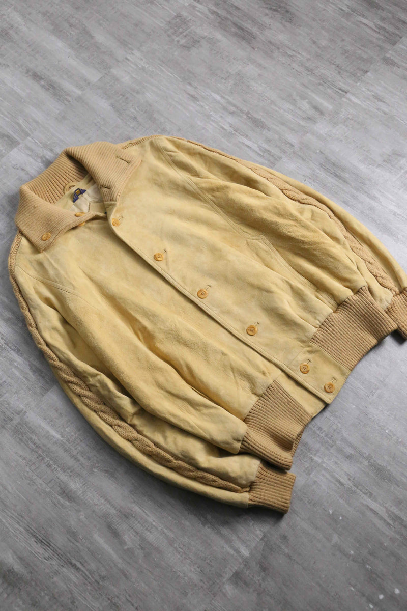 "NINO CERRUTI SPORT" cable knit switching suede jacket