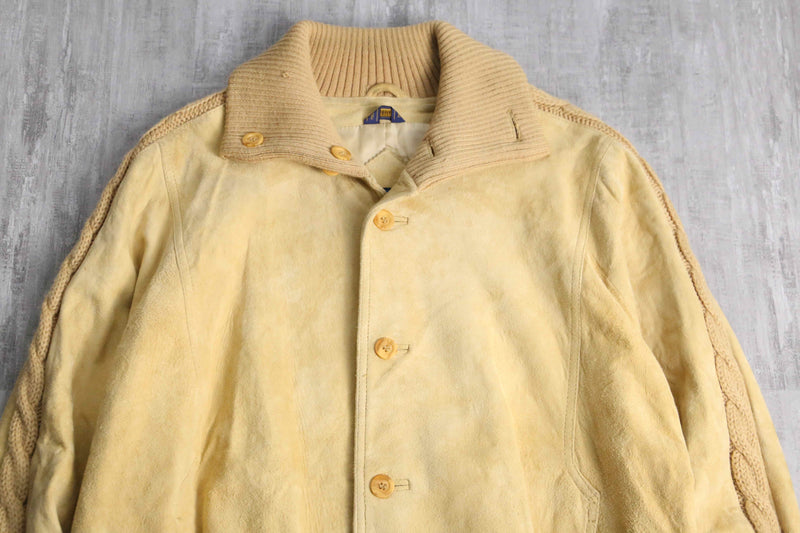 "NINO CERRUTI SPORT" cable knit switching suede jacket