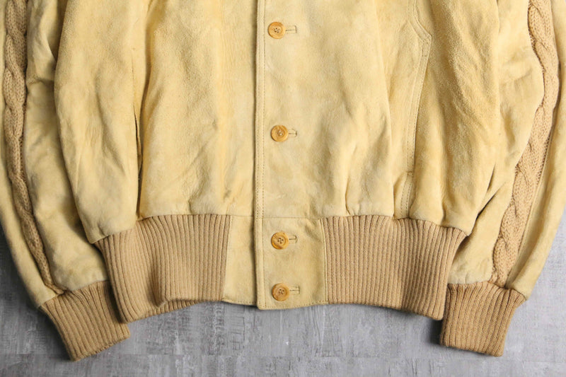 "NINO CERRUTI SPORT" cable knit switching suede jacket