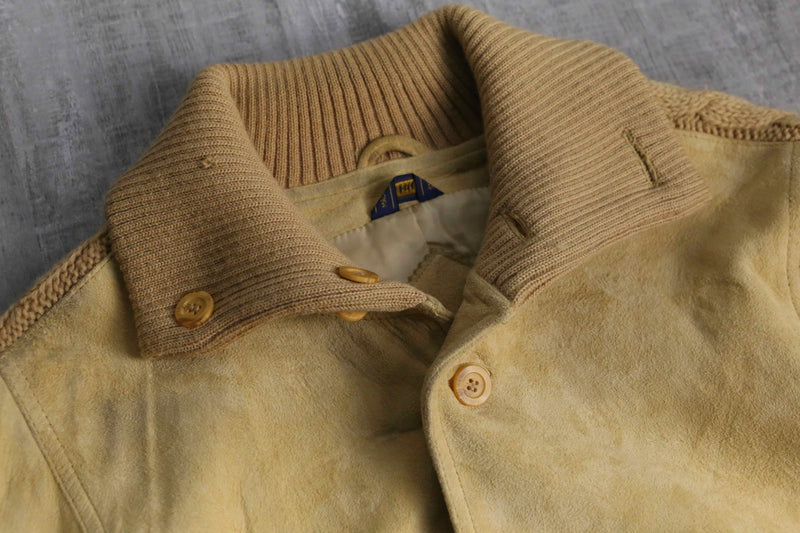 "NINO CERRUTI SPORT" cable knit switching suede jacket