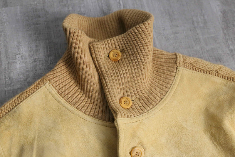 "NINO CERRUTI SPORT" cable knit switching suede jacket