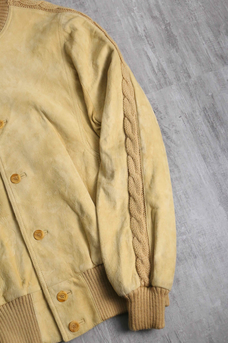 "NINO CERRUTI SPORT" cable knit switching suede jacket