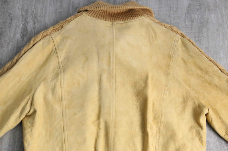 "NINO CERRUTI SPORT" cable knit switching suede jacket