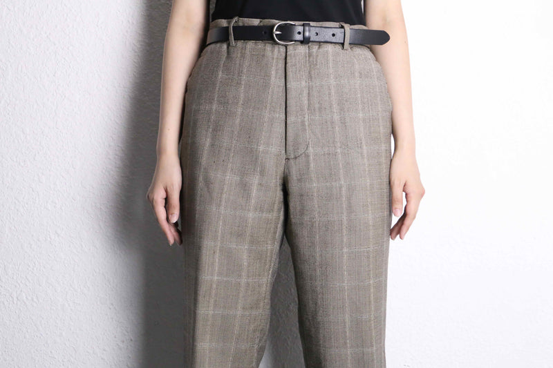 brown over check wide tapered trousers