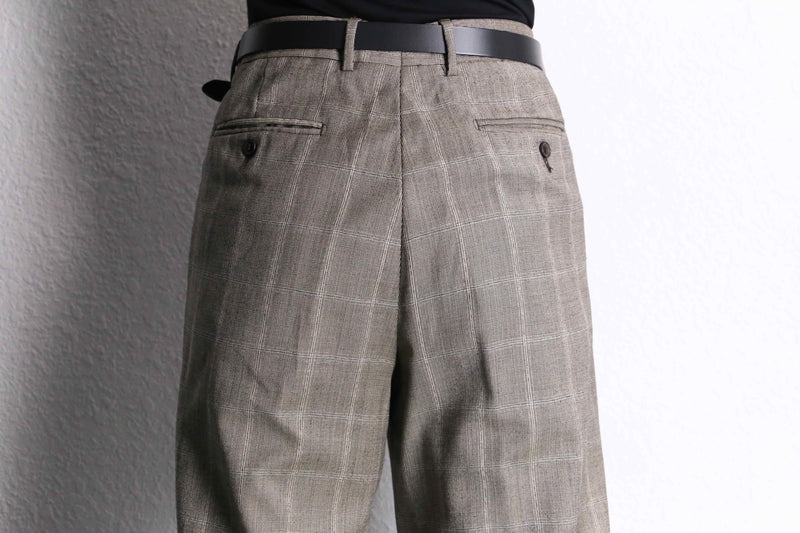 brown over check wide tapered trousers