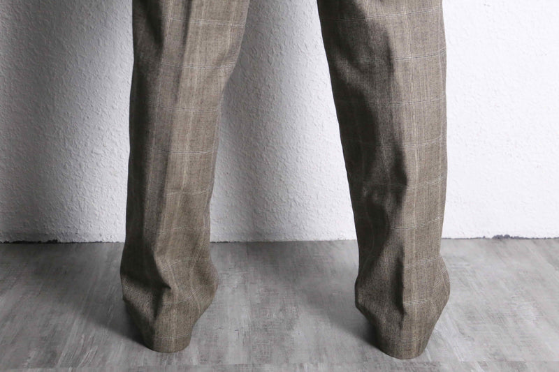 brown over check wide tapered trousers