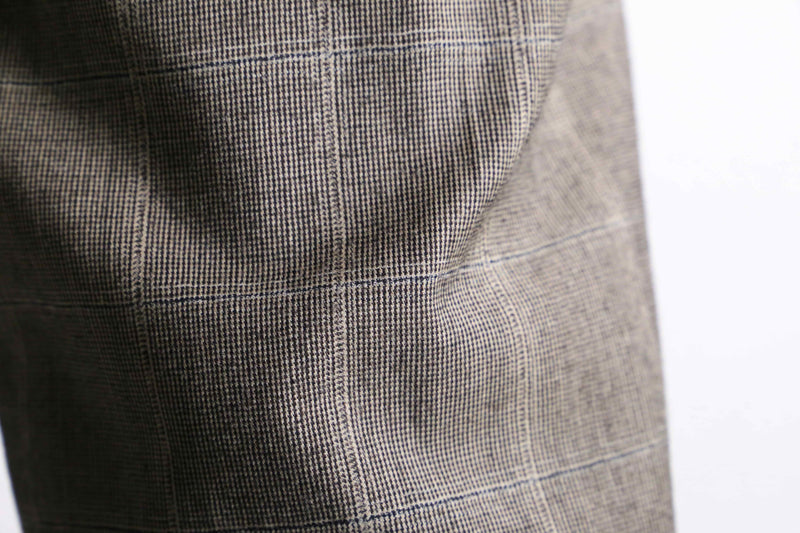 brown over check wide tapered trousers
