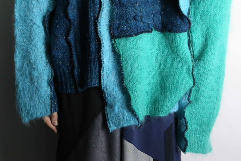 "Re:make" green tone mohair knit