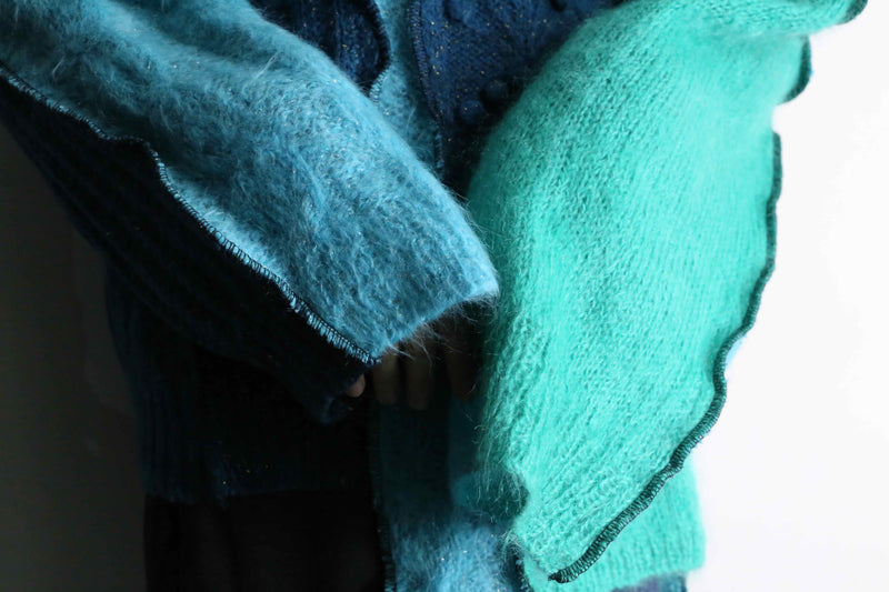 "Re:make" green tone mohair knit