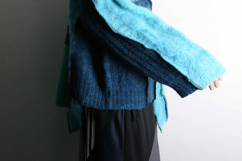 "Re:make" green tone mohair knit