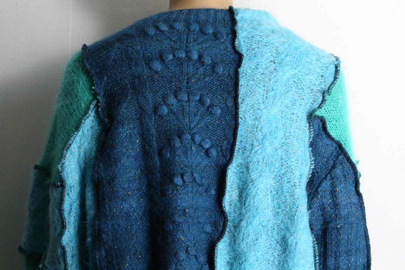 "Re:make" green tone mohair knit