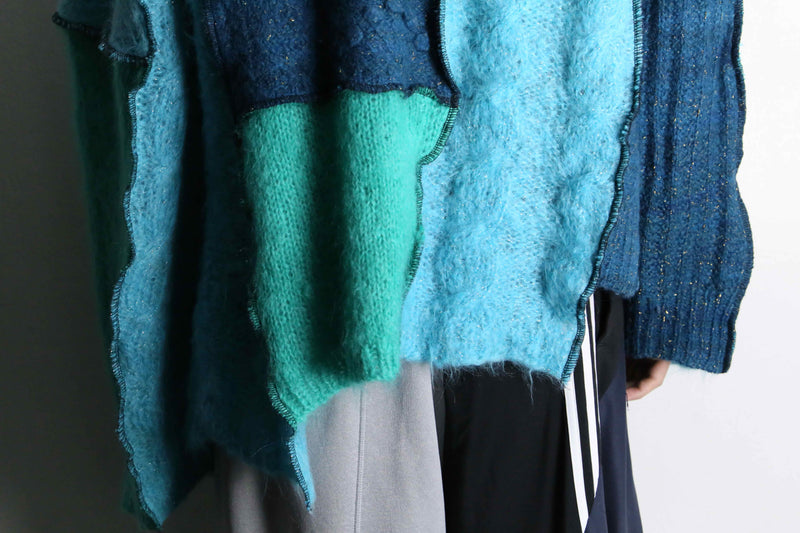 "Re:make" green tone mohair knit