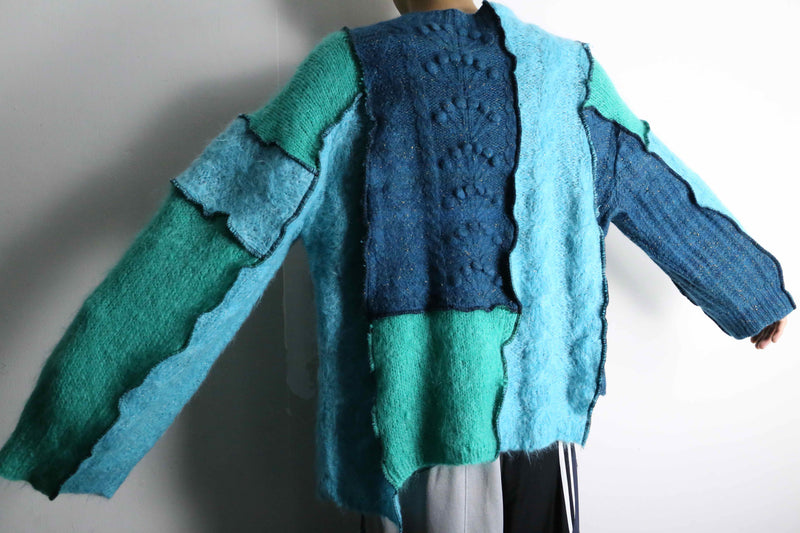 "Re:make" green tone mohair knit