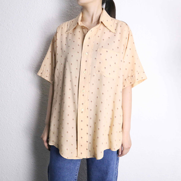 70’s “VAN HEUSEN” beige all pattern H/S shirt
