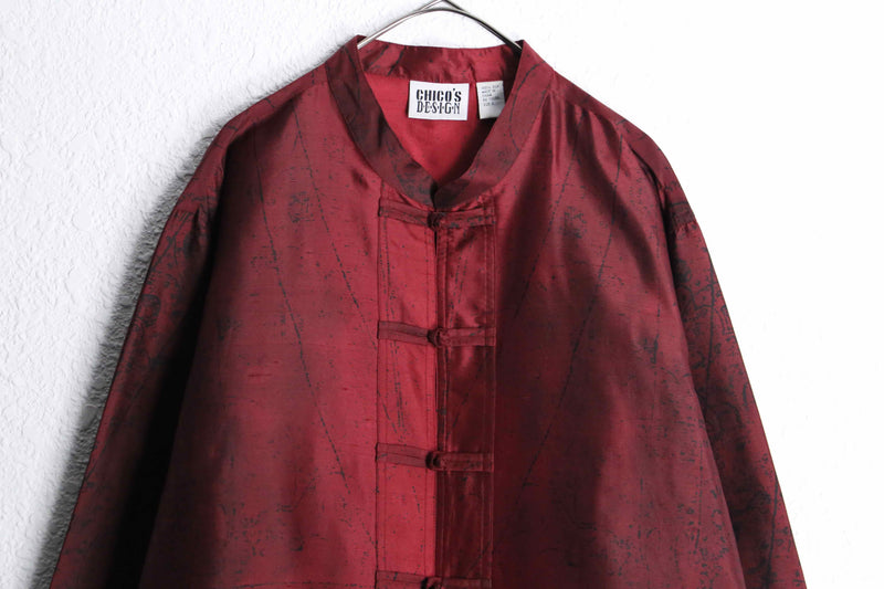 “CHICO’S” red color silk china shirt