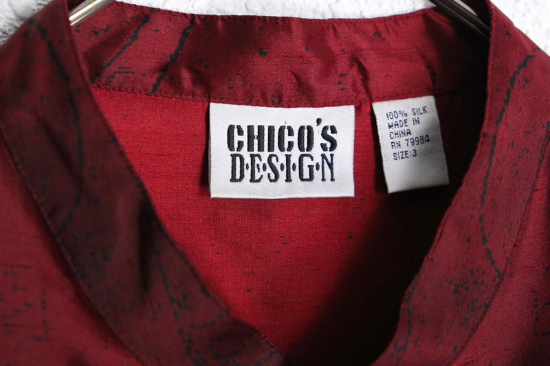 “CHICO’S” red color silk china shirt