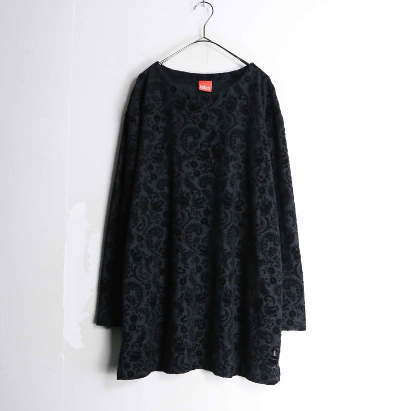 flower × paisley pattern velours long Tshirts