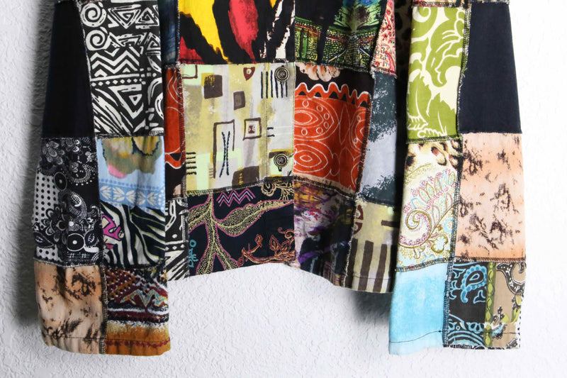 total pattern patchwork design shirt jacket
