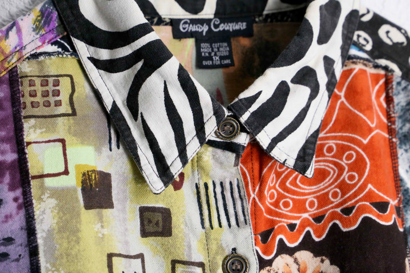 total pattern patchwork design shirt jacket