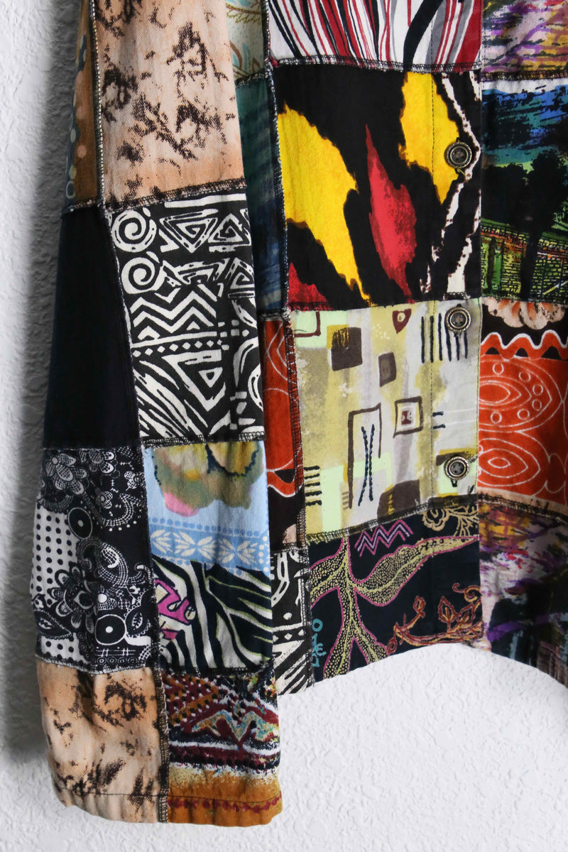 total pattern patchwork design shirt jacket