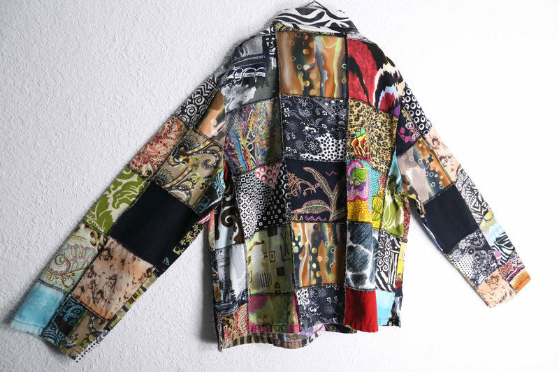 total pattern patchwork design shirt jacket