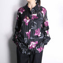 lamé stripe flower design sheer shirt