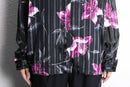 lamé stripe flower design sheer shirt