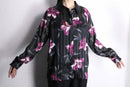 lamé stripe flower design sheer shirt