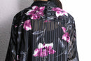 lamé stripe flower design sheer shirt