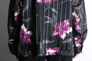 lamé stripe flower design sheer shirt