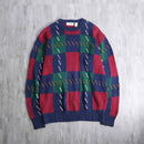 ”STJohn’sBay” block check crew neck knit
