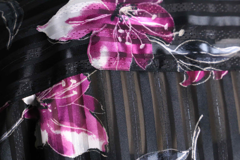 lamé stripe flower design sheer shirt