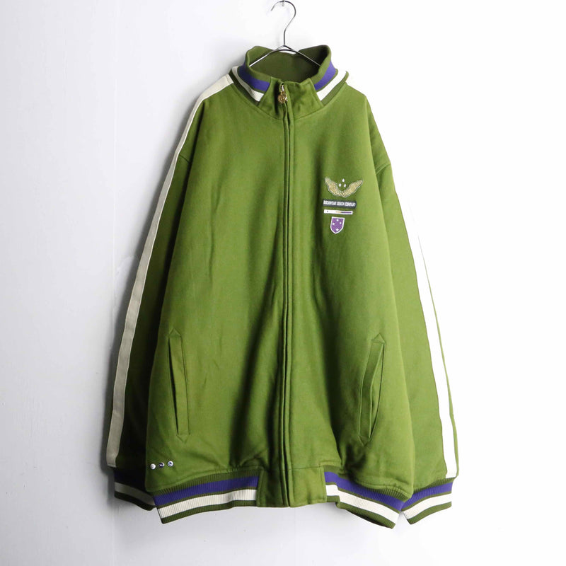 "ROCAWEAR" green × purple quilting wool jacket