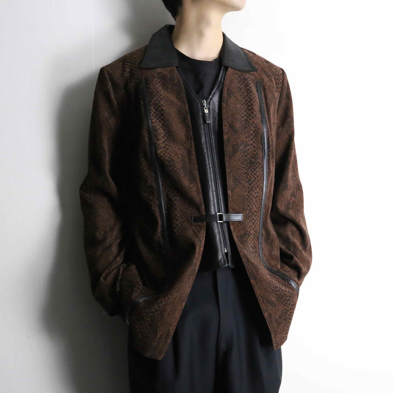 python × leather fake layered jacket