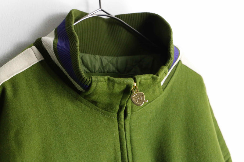 "ROCAWEAR" green × purple quilting wool jacket