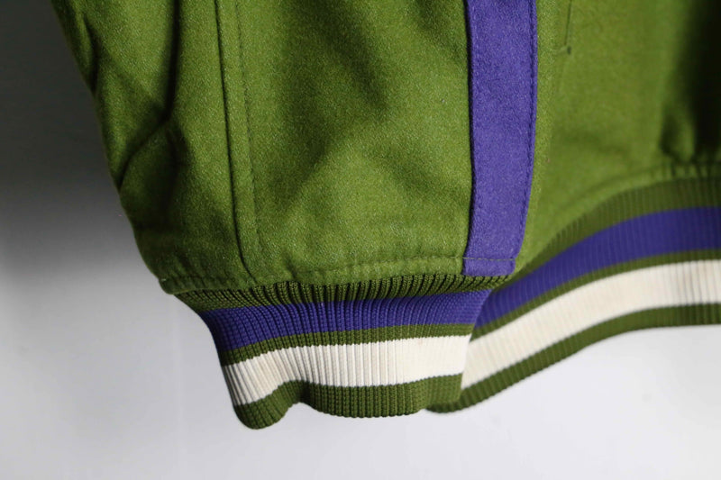 "ROCAWEAR" green × purple quilting wool jacket