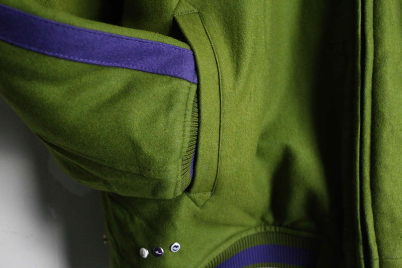 "ROCAWEAR" green × purple quilting wool jacket