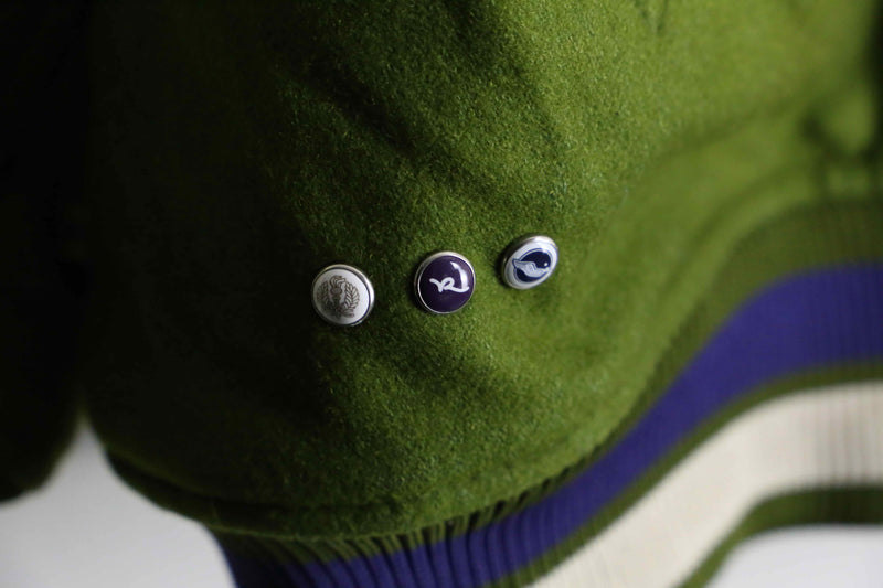 "ROCAWEAR" green × purple quilting wool jacket