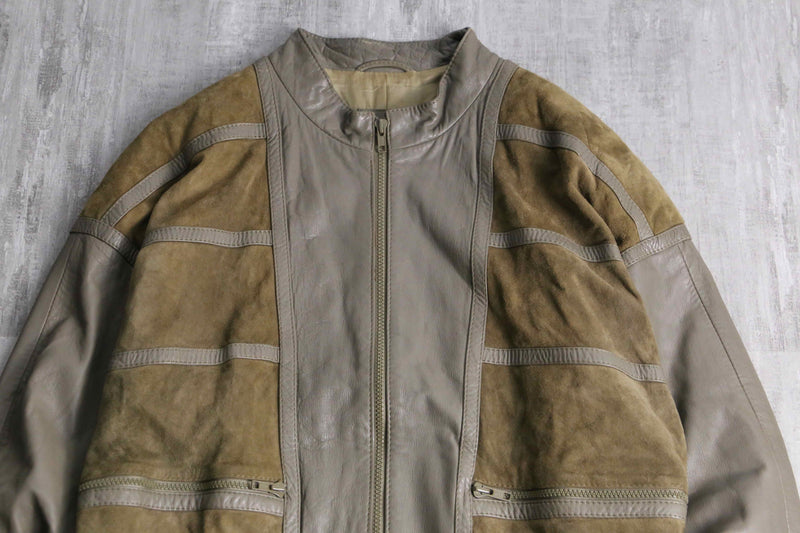 suède switch waist belt design leather blouson