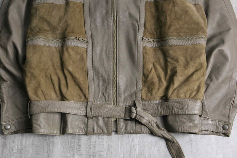 suède switch waist belt design leather blouson